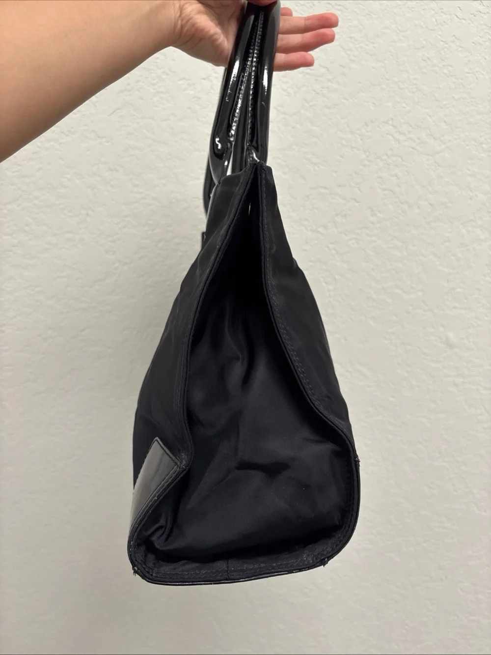 Tory Burch Black Patent Trim Nylon Tote
